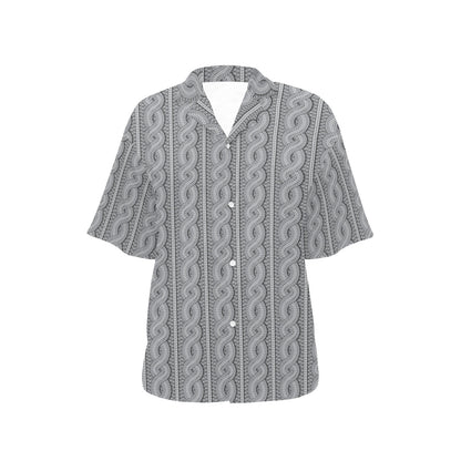 Cable Knit Pattern Print Design 01 Women's Hawaiian Shirt