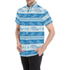 Dolphin Tribal Print Pattern Men's Short Sleeve Button Up Shirt