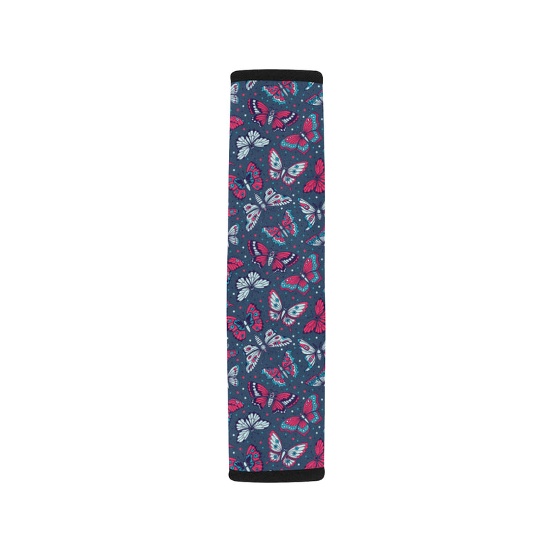 Butterfly Red Deep Blue Print Pattern Car Seat Belt Cover