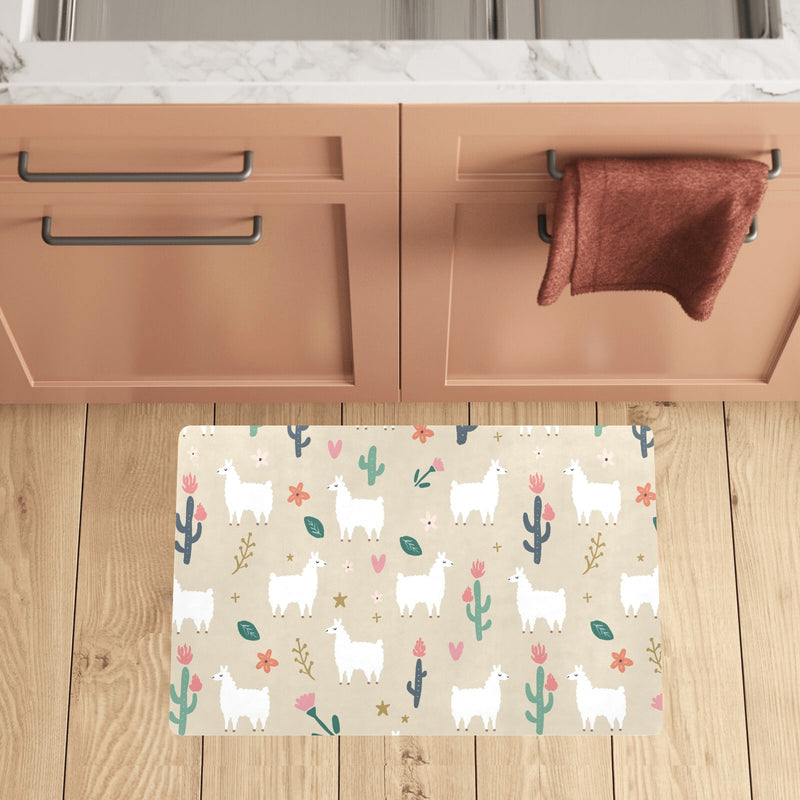 Llama Cactus Pattern Print Design 09 Kitchen Mat