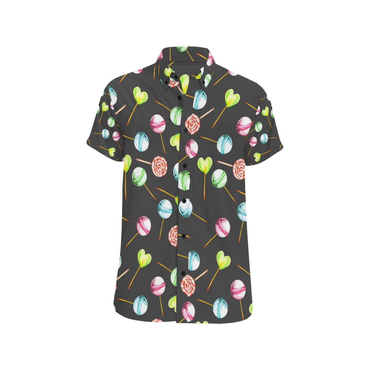 Lollipop Pattern Print Design LL02 Men's Short Sleeve Button Up Shirt