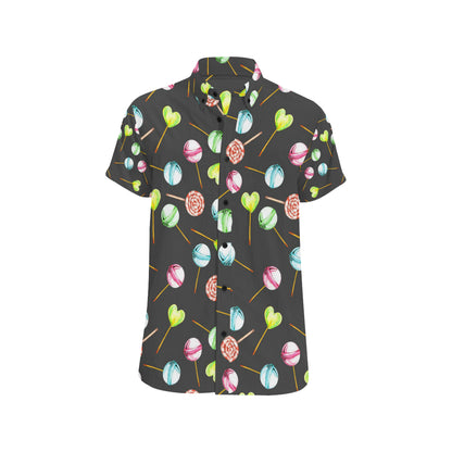 Lollipop Pattern Print Design LL02 Men's Short Sleeve Button Up Shirt