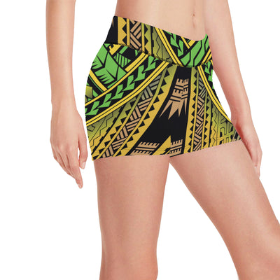 Polynesian Tribal Color Yoga Shorts