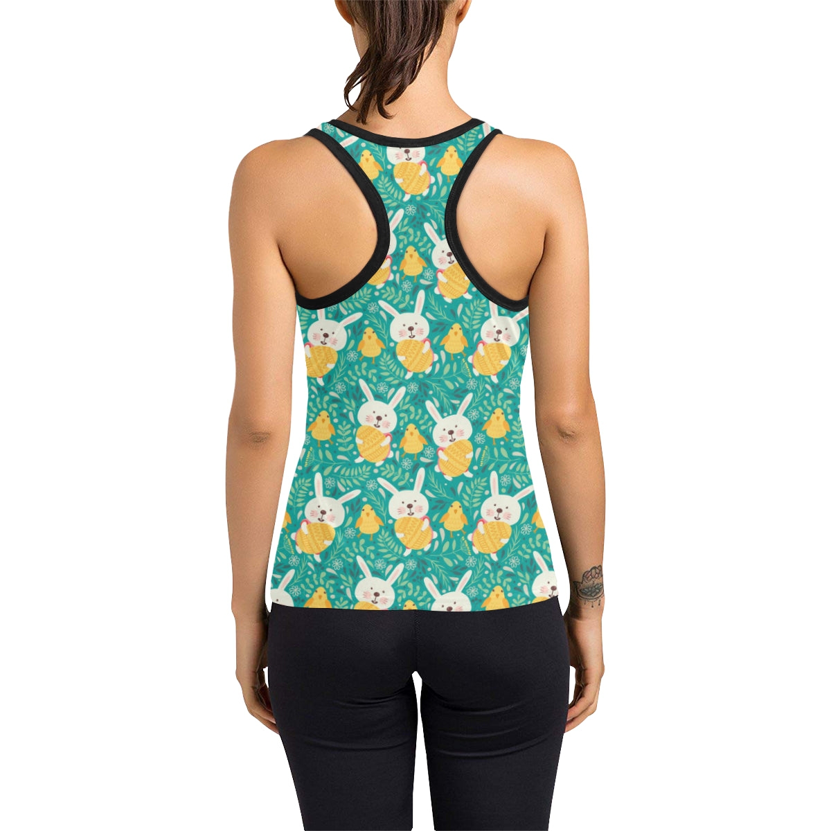 Easter Eggs Pattern Print Design RB02 Women's Racerback Tank Top