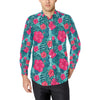 Red Hibiscus Pattern Print Design HB017 Men's Long Sleeve Shirt