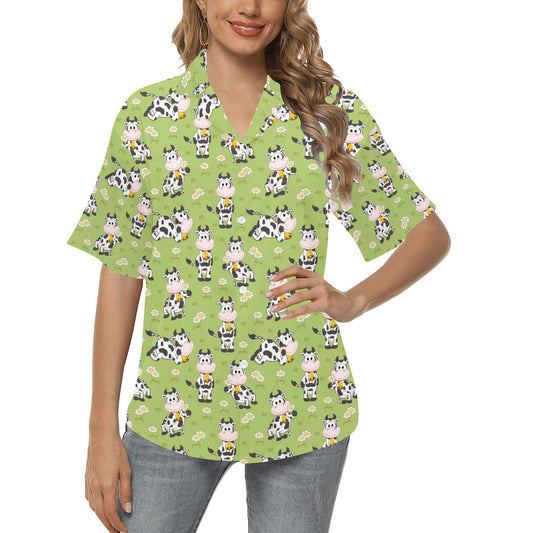 Cattle Print Design LKS401 Women's Hawaiian Shirt