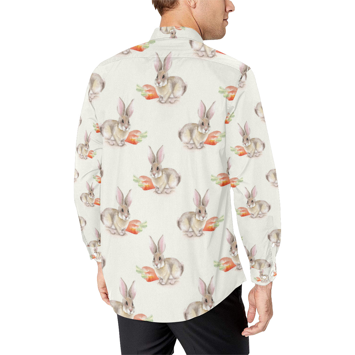 Rabbit Pattern Print Design 01 Men's Long Sleeve Shirt