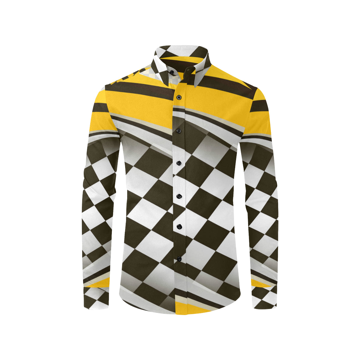 Checkered Flag Racing Style Men's Long Sleeve Shirt