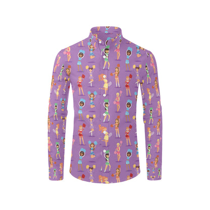 Cheerleader Pattern Print Design 02 Men's Long Sleeve Shirt