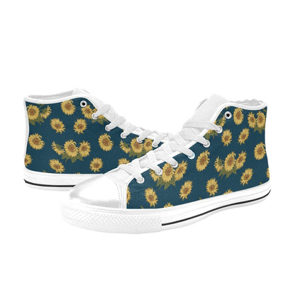Sunflower Print Design LKS305 High Top Women's White Shoes