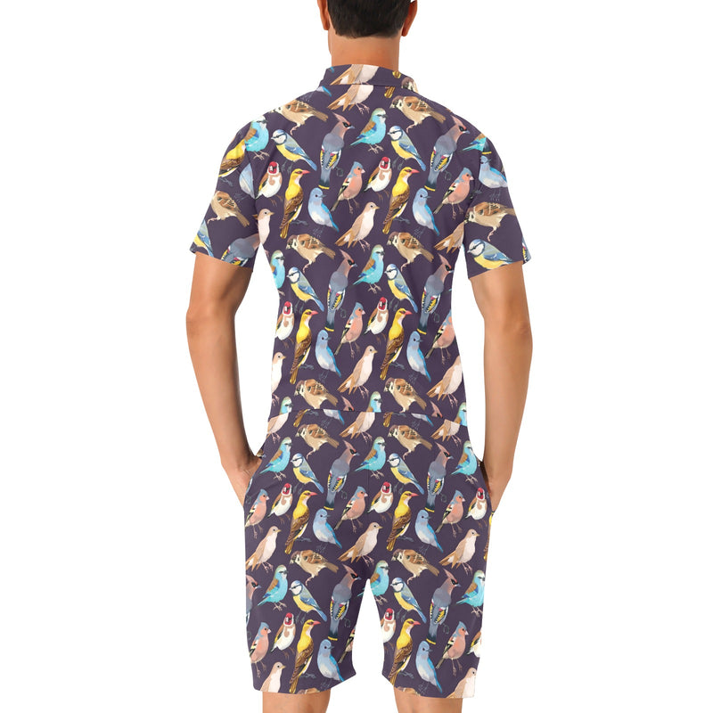 Bird Cute Print Pattern Men's Romper