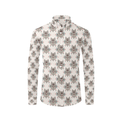 Aztec Wolf Pattern Print Design 01 Men's Long Sleeve Shirt