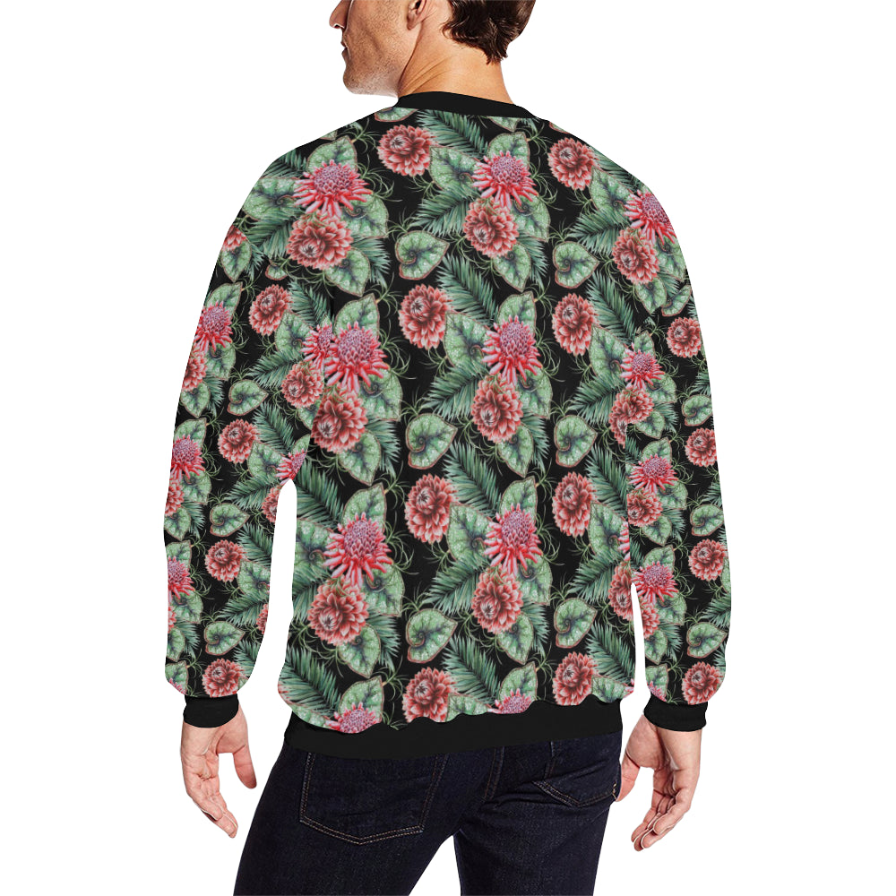 Dahlia Pattern Print Design DH06 Men Long Sleeve Sweatshirt