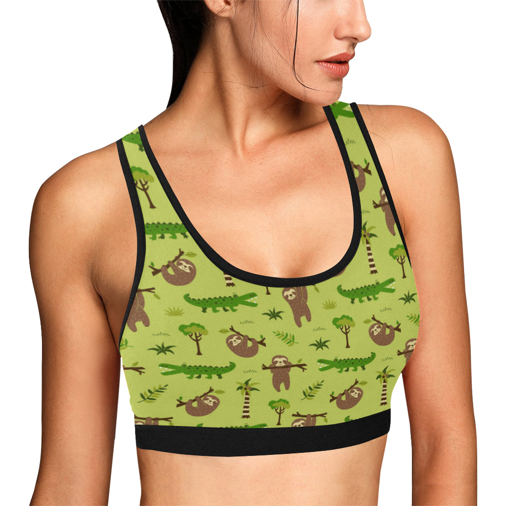 Alligator Pattern Print Design 04 Sports Bra