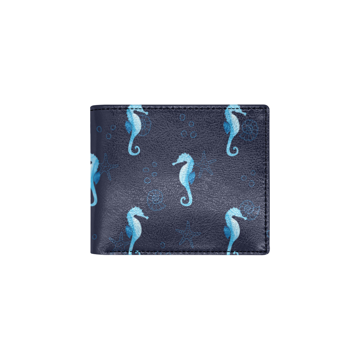 SeaHorse Blue neon Pattern Print Design 03 Men's ID Card Wallet