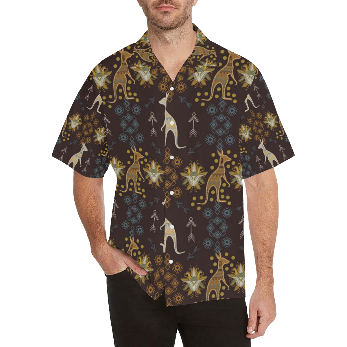 Kangaroos Pattern Print Design 03 Men's Hawaiian Shirt