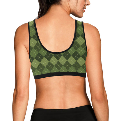 Argyle Green Pattern Print Design 01 Sports Bra