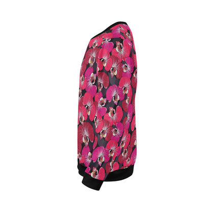 Orchid Red Pattern Print Design OR05 Men Long Sleeve Sweatshirt