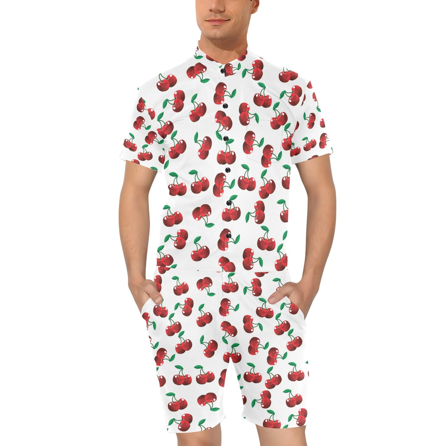 Cherry Pattern Print Design 01 Men's Romper