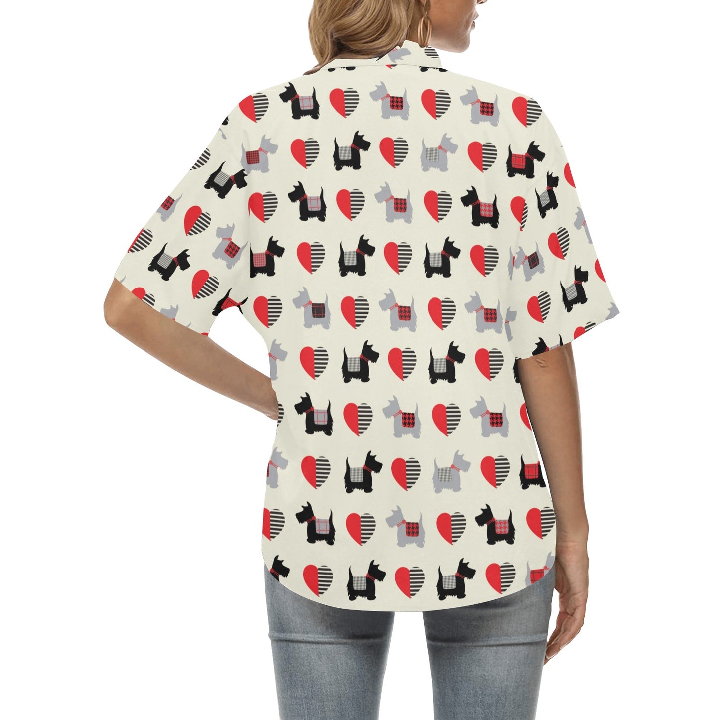 Scottish Terriers Print Design LKS3010 Women's Hawaiian Shirt