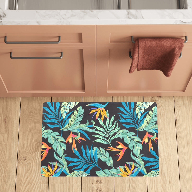 Tropical Palm Leaves Hawaiian Flower Kitchen Mat