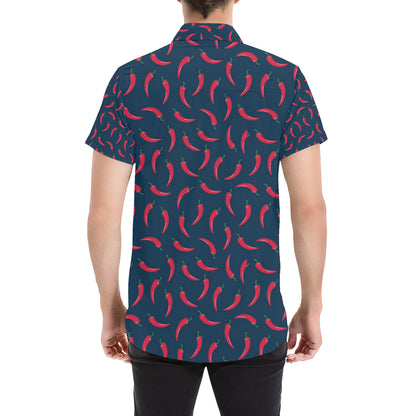 Chilli Pepper Pattern Print Design 03 Men's Short Sleeve Button Up Shirt