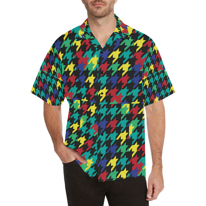 Houndstooth Colorful Pattern Print Design 02 Men's Hawaiian Shirt