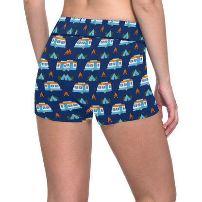Camper Pattern Camping Themed No 3 Print Yoga Shorts