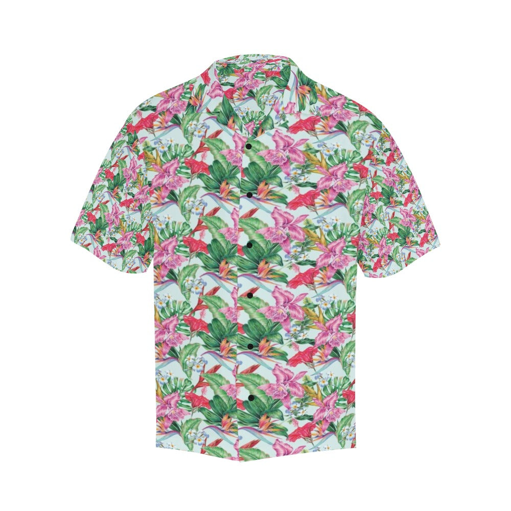 Tropical Flower Print Design LKS304 Men's Hawaiian Shirt
