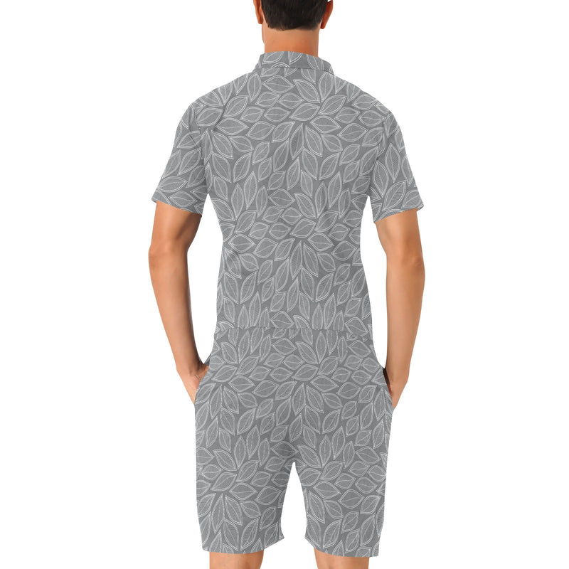 Elm Leave Grey Print Pattern Men's Romper