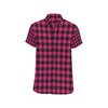 Pink Tartan Plaid Pattern Men's Short Sleeve Button Up Shirt