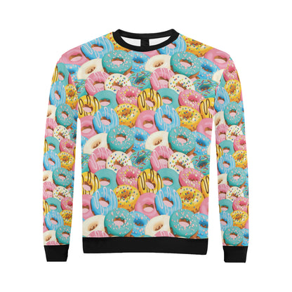 Donut Pattern Print Design DN01 Men Long Sleeve Sweatshirt