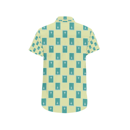 Bible Pattern Print Design 04 Men's Short Sleeve Button Up Shirt