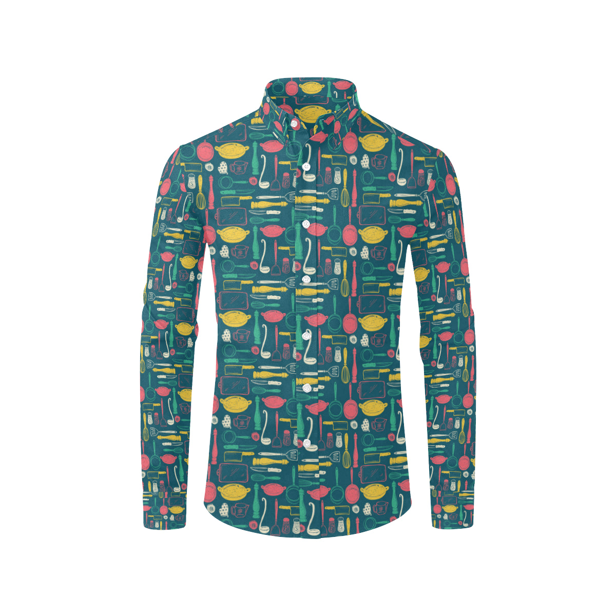 Cooking Kitchen Tools Pattern Print Design 01 Men's Long Sleeve Shirt