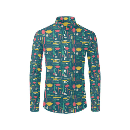 Cooking Kitchen Tools Pattern Print Design 01 Men's Long Sleeve Shirt