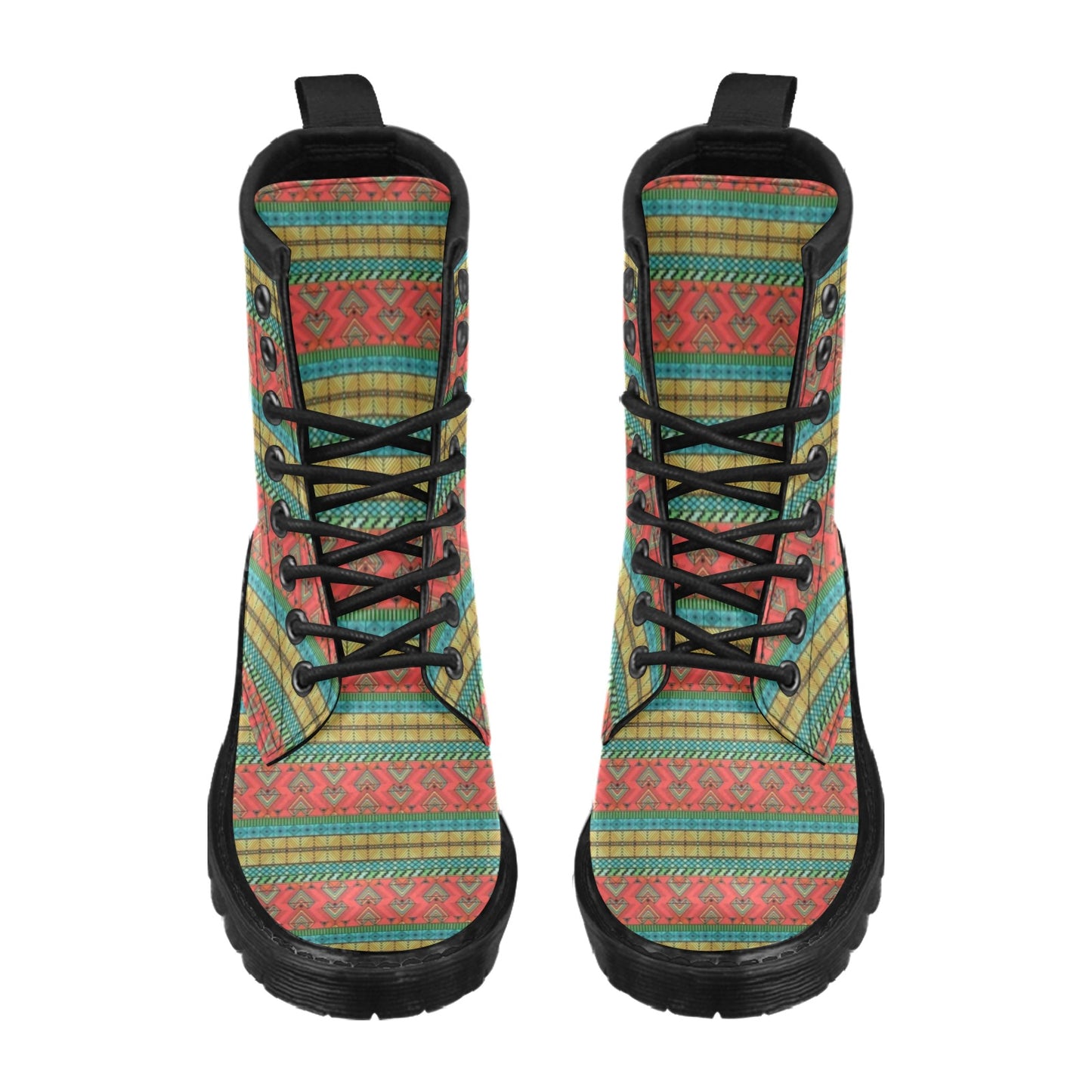 African Colorful Zigzag Print Pattern Women's Boots
