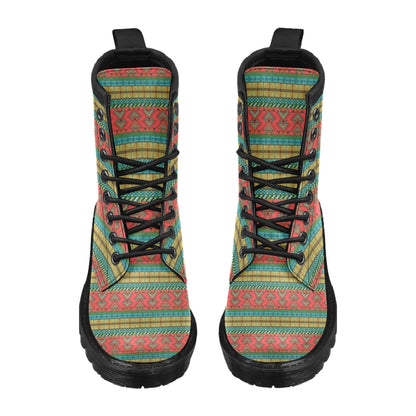 African Colorful Zigzag Print Pattern Women's Boots