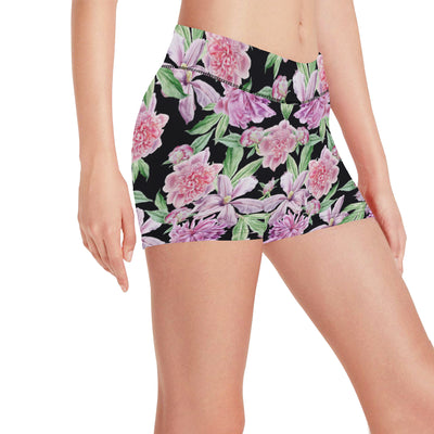 Peony Pattern Print Design PE08 Yoga Shorts