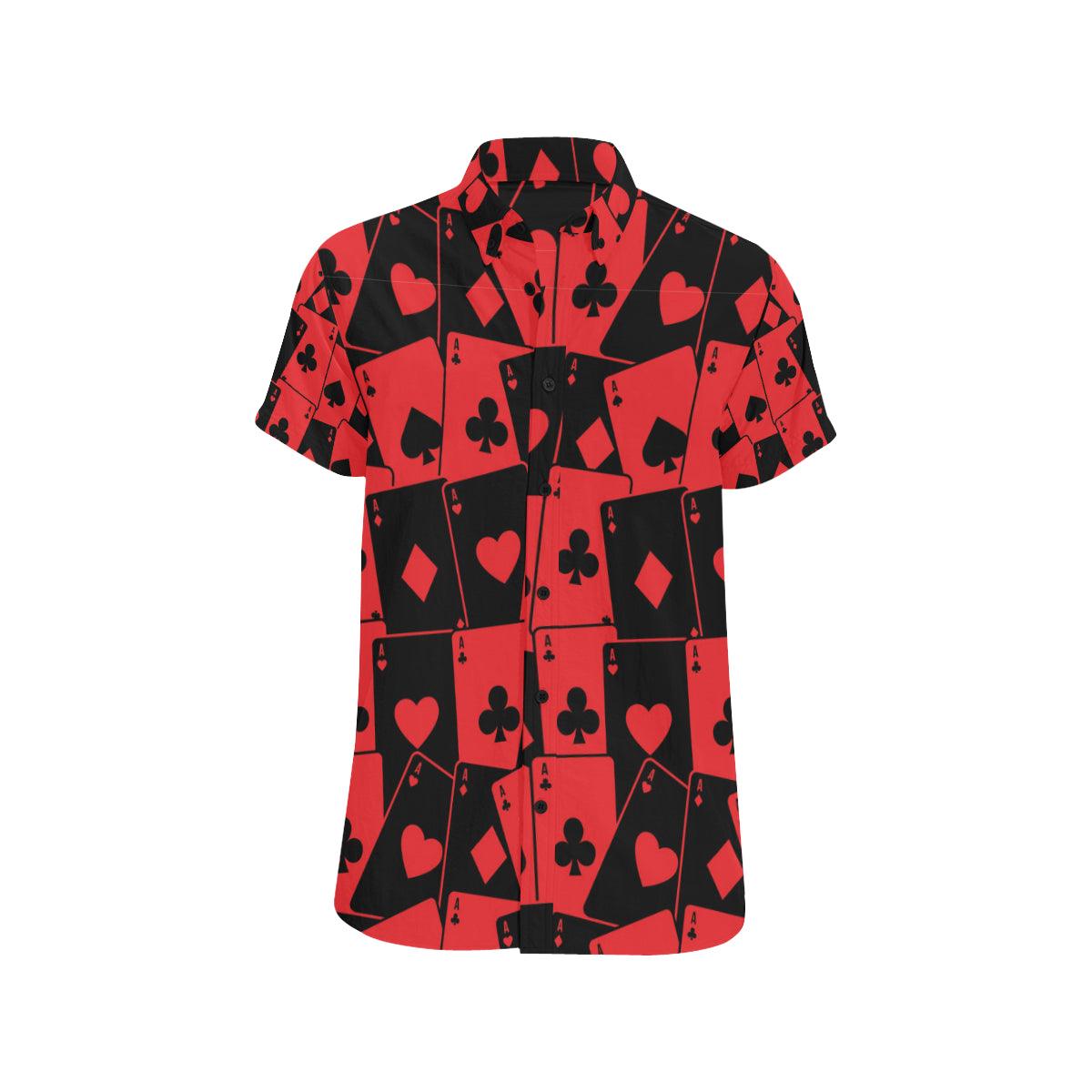 Poker Cards Pattern Print Design A01 Men's Short Sleeve Button Up Shirt