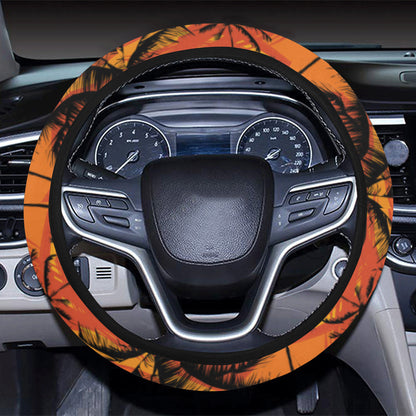 Palm Tree Pattern Print Design A02 Steering Wheel Cover with Elastic Edge