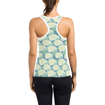 Wave Japan Style Print Design LKS302 Women's Racerback Tank Top