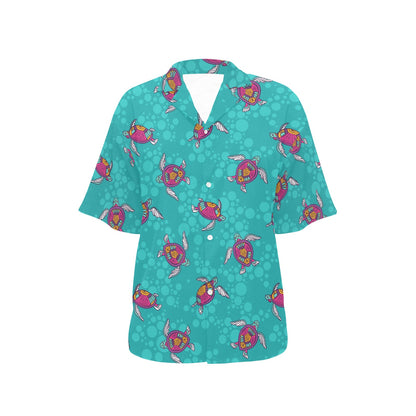 Sea Turtle Pattern Women's Hawaiian Shirt