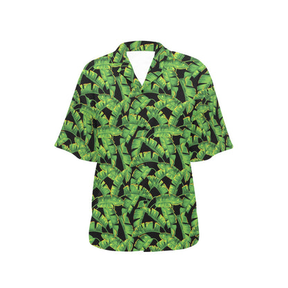 Banana Leaf Pattern Print Design 03 Women's Hawaiian Shirt
