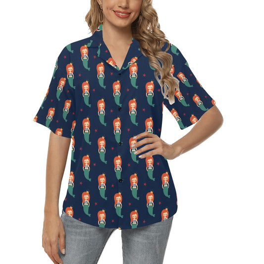 Mermaid Girl Pattern Print Design 01 Women's Hawaiian Shirt