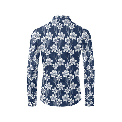 Daffodils Pattern Print Design DF09 Men's Long Sleeve Shirt