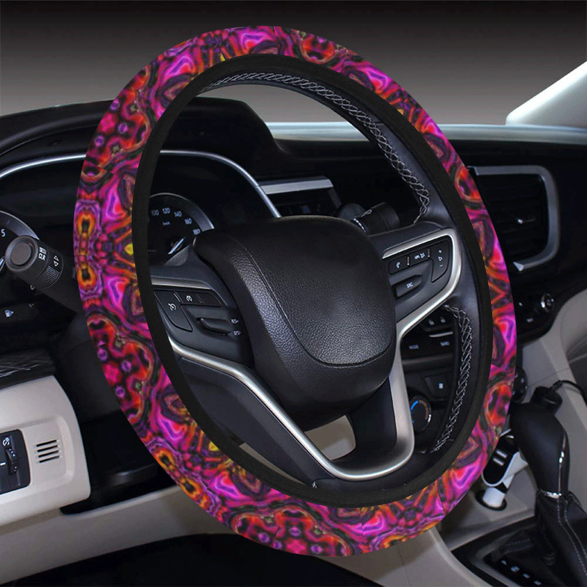 kaleidoscope Abstract Print Design Steering Wheel Cover with Elastic Edge
