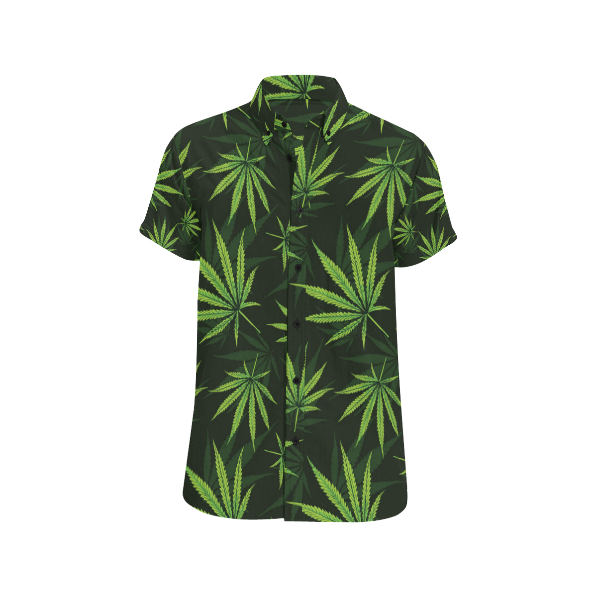 Pot Leaf Pattern Print Design A03 Men's Short Sleeve Button Up Shirt