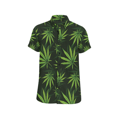 Pot Leaf Pattern Print Design A03 Men's Short Sleeve Button Up Shirt