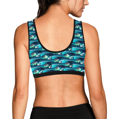 Beach Wave Design Print Sports Bra