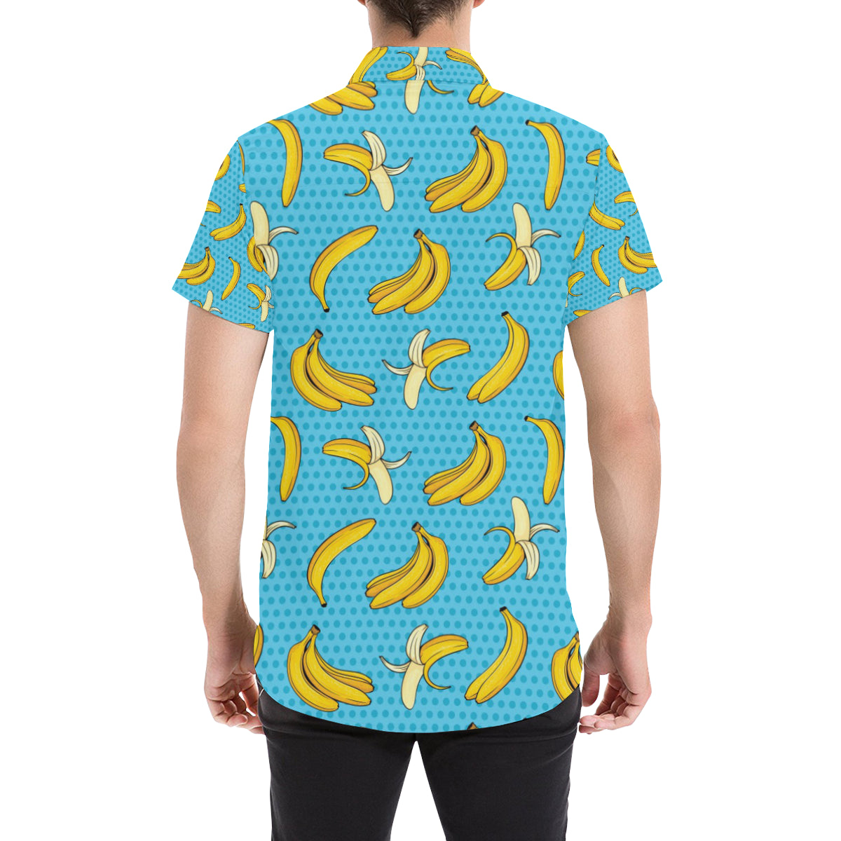 Banana Pattern Print Design BA08 Men's Short Sleeve Button Up Shirt
